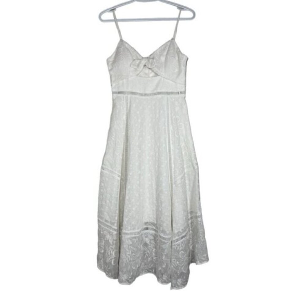 Forever New White Lace Embroidery Midi Dress Sleeveless size 4